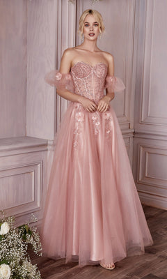 rose gold puff sleeve dress Rose Gold Puff Sleeve Corset Dress