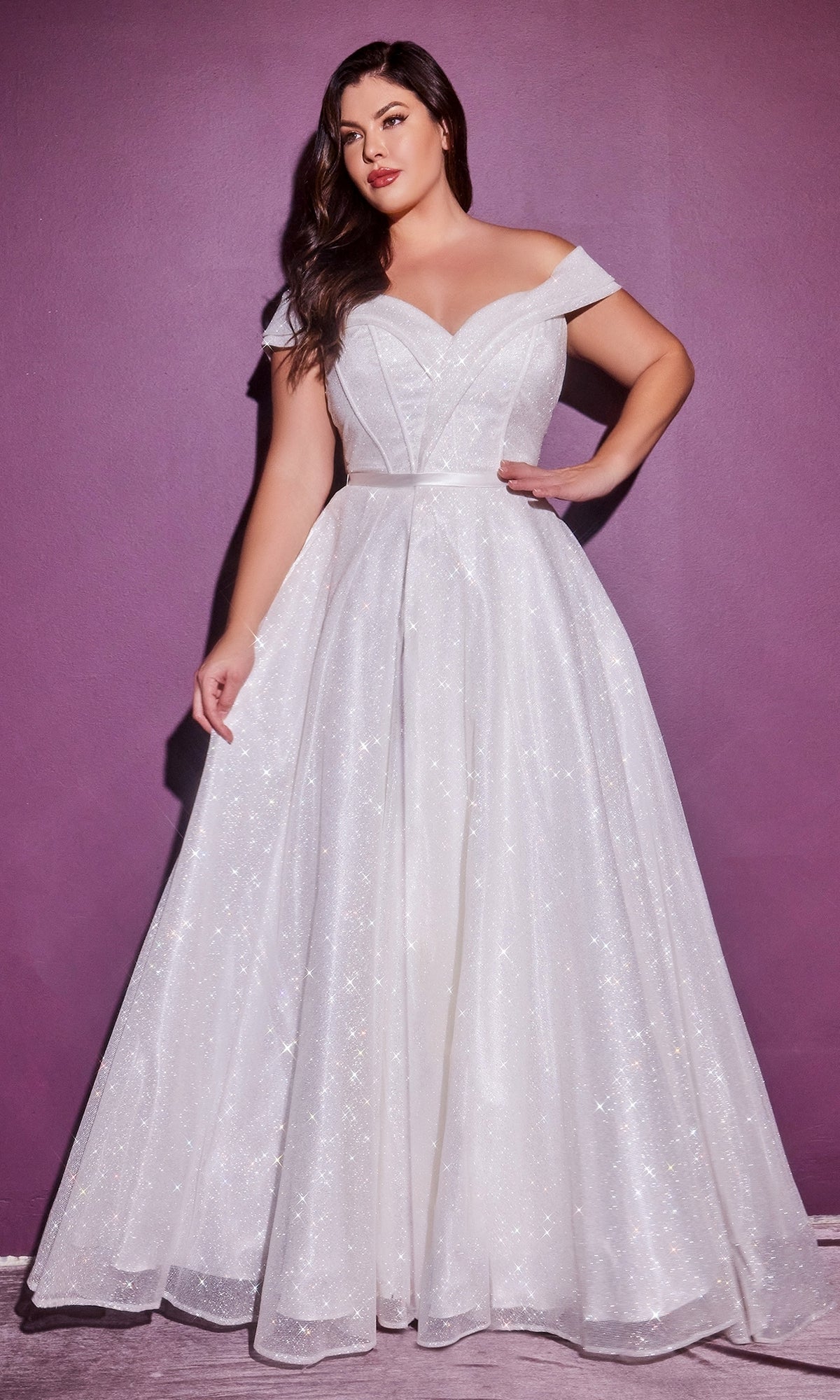 Plus-Size Off-White Long Formal Ball Gown CD214WC