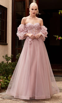 Puff-Sleeved Long Strapless Prom Ball Gown CD962