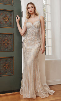 Art-Deco Beaded Long Prom Dress CD990