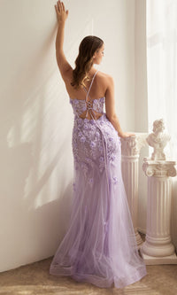 Floral-Applique Long Mermaid Prom Dress CD995