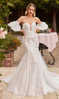 Off-White Long Lace Mermaid Wedding Dress CDS434W