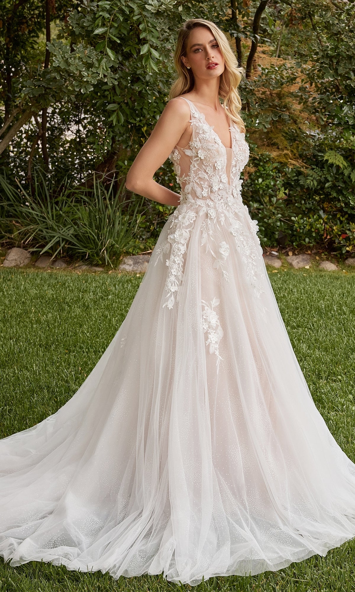 Long Sleeve Long White Wedding Dress CDS436W