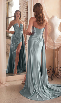Side-Drape Strapless Long Formal Dress CDS441
