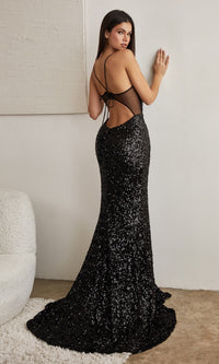 Sheer-Back Long Sequin Prom Dress CH127