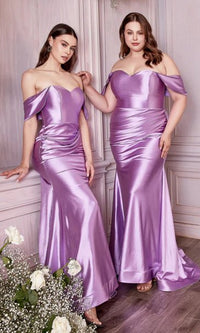 Long Satin Prom Gown with Pleated Waist CH163
