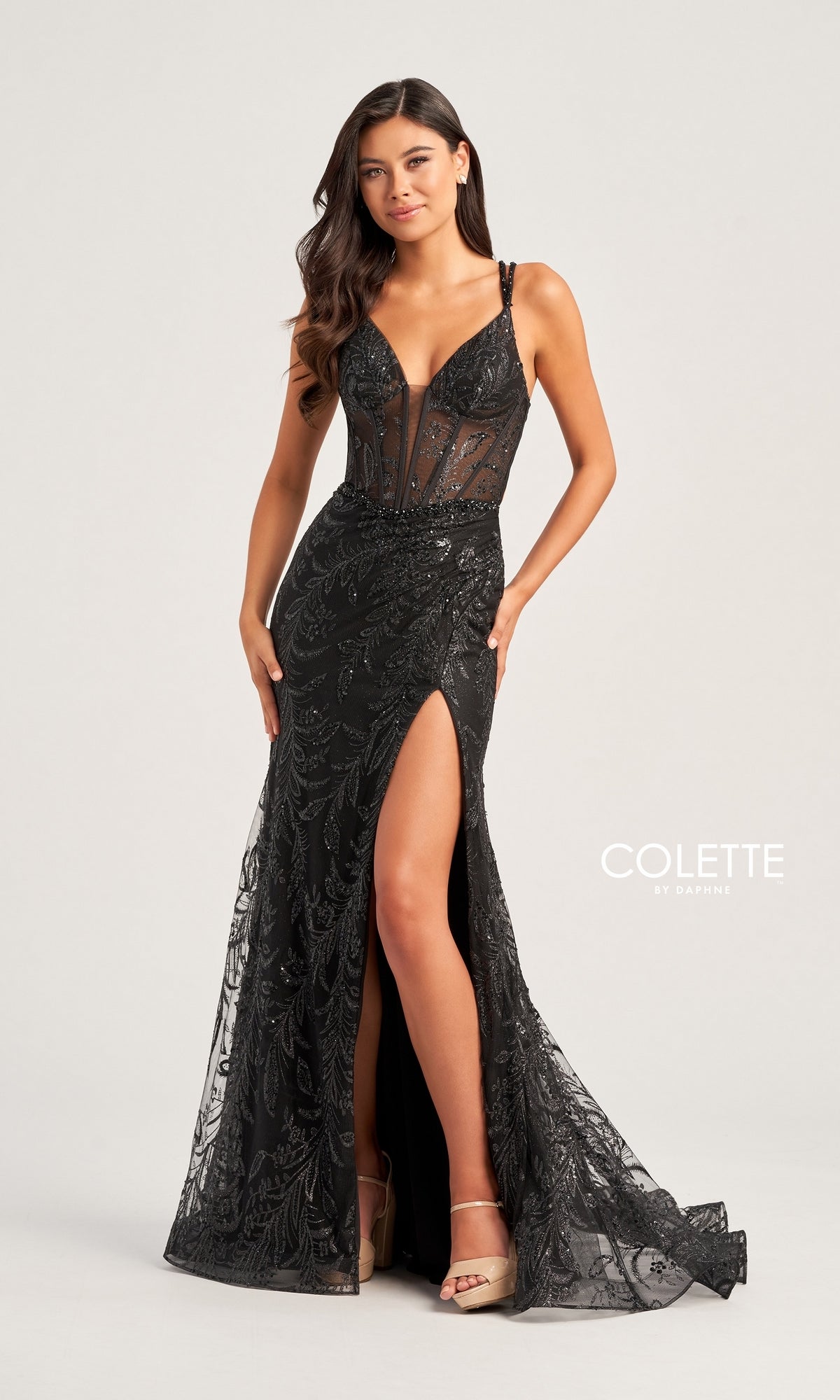 Colette Glitter-Embellished Long Prom Dress CL5113