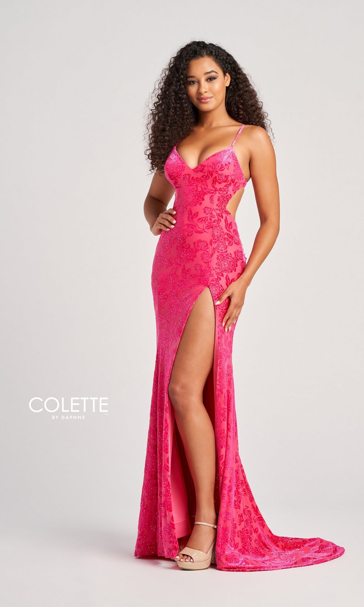 Colette Long Beaded Prom Dress CL5119 with Gloves