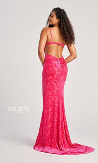 Colette Long Beaded Prom Dress CL5119 with Gloves