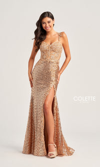 Colette Long Sequin-Lace Prom Dress CL5133