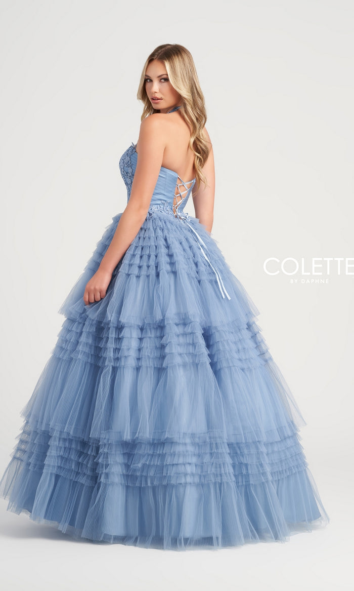Colette Light Blue Tiered Prom Ball Gown CL5163
