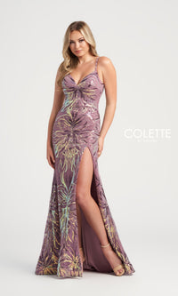 Sequin-Print Colette Long Prom Dress CL5195