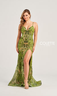 Sequin-Print Colette Long Prom Dress CL5195