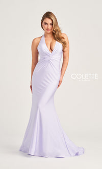 Colette Front-Knot Long Halter Prom Dress CL5199