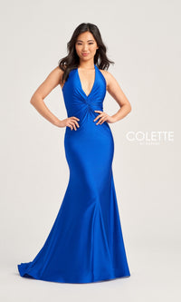 Colette Front-Knot Long Halter Prom Dress CL5199