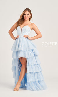 Colette High-Low Daisy Tiered Prom Dress CL5237