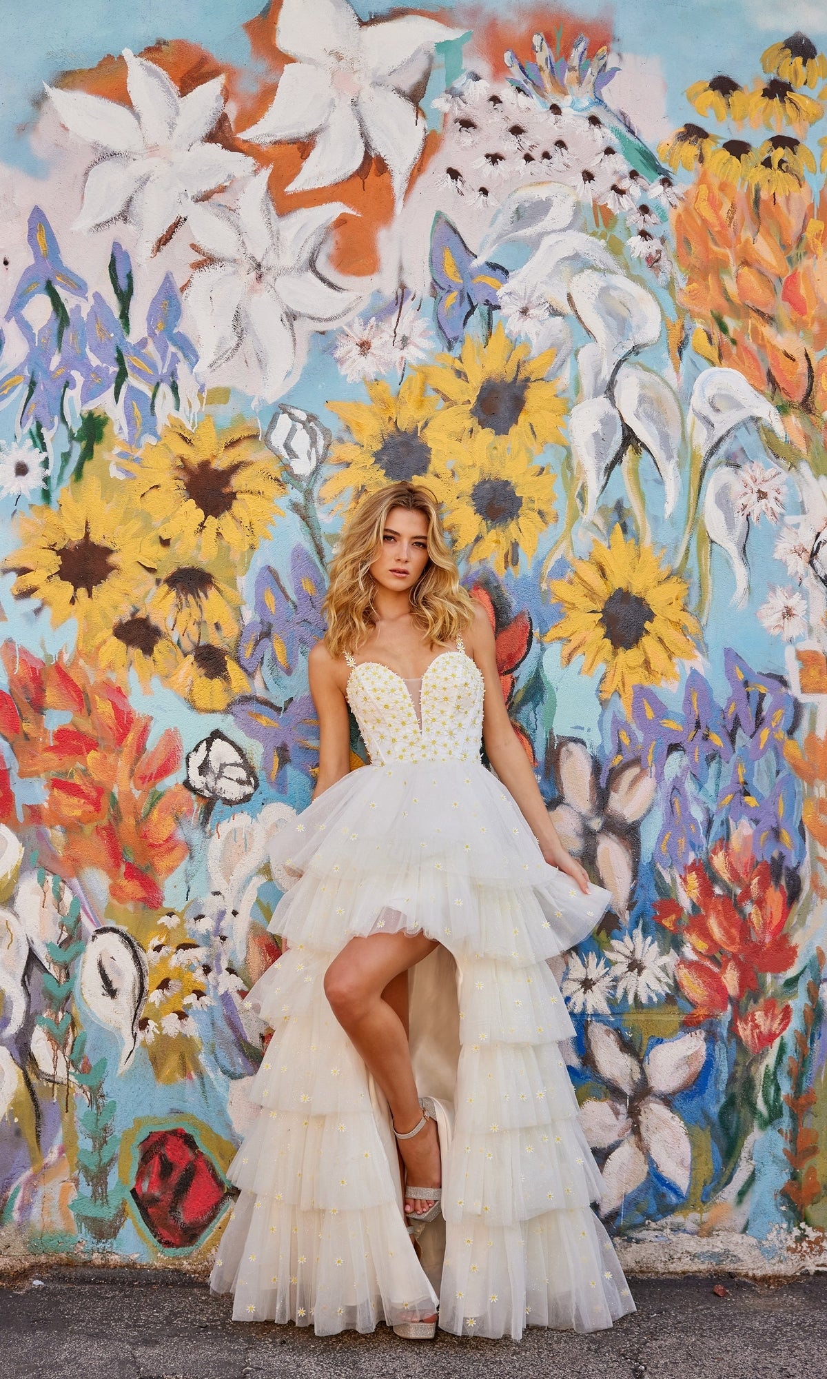 Colette High-Low Daisy Tiered Prom Dress CL5237 Daisy / 00