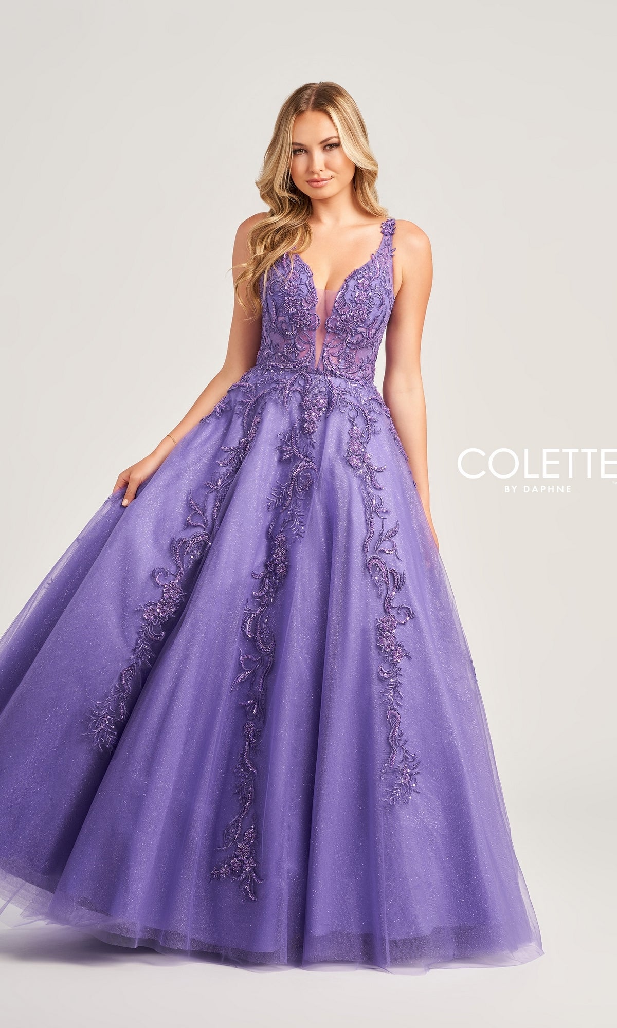 Colette Glitter Long Designer Prom Ball Gown CL5261