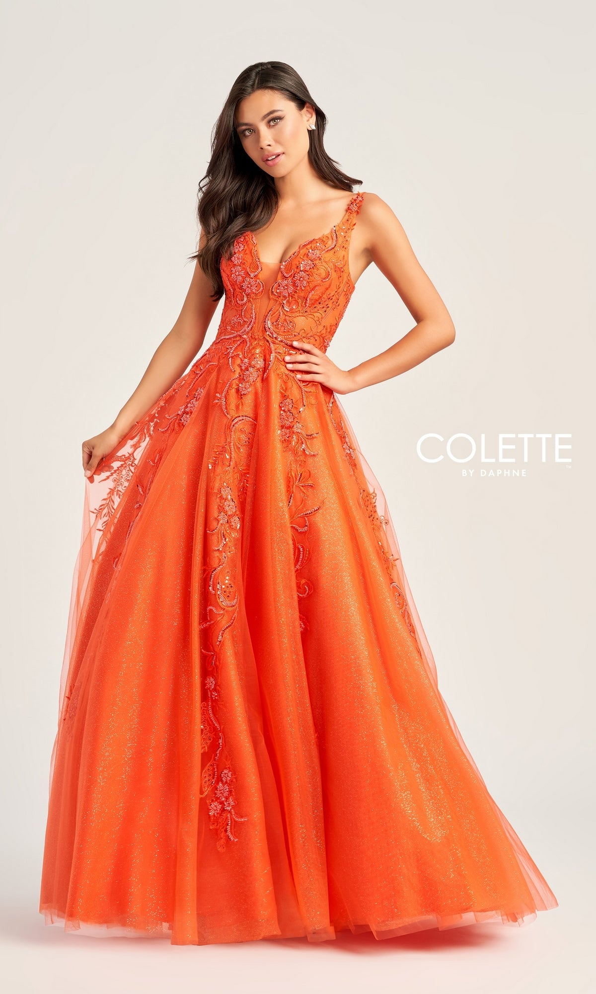 Colette Glitter Long Designer Prom Ball Gown CL5261
