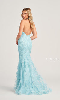 Colette Light Blue Long Halter Formal Dress CL5275