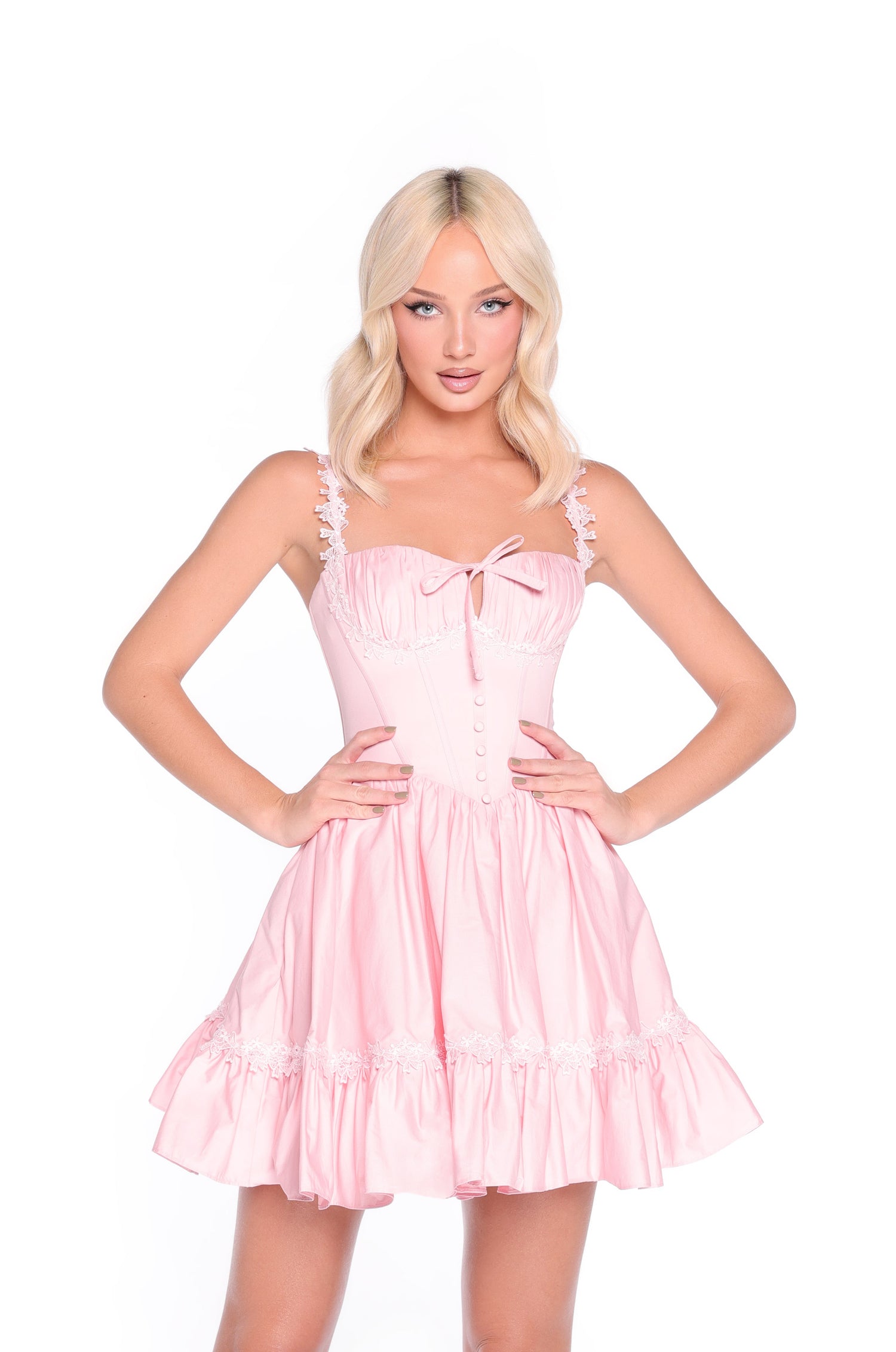 Blush Pink Corset Summer Dress: Calista Blush / Medium Blush Pink Corset Summer Dress: Calista Blush / Medium