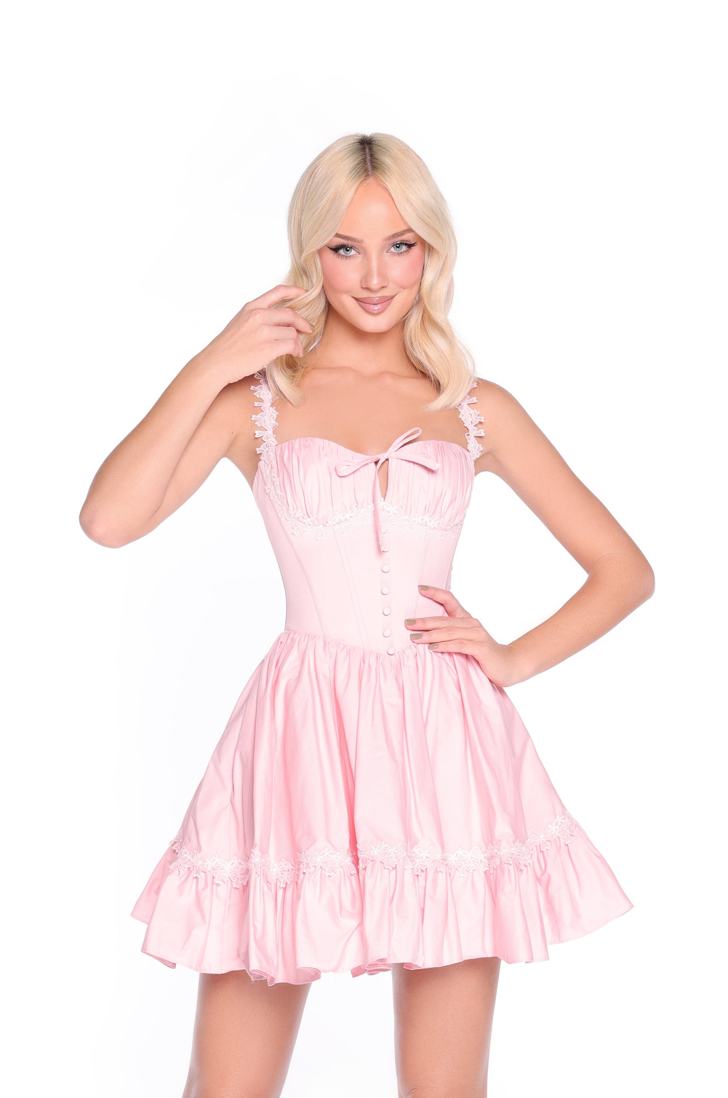 Blush Pink Corset Summer Dress: Calista Blush / Medium Blush Pink Corset Summer Dress: Calista Blush / Medium