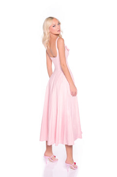 pink midi dresses Blush Pink A-Line Midi Casual Dress: Camellia Soft Blush / Medium