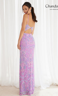 Chandalier 30173 Long Formal Dress - PromGirl Lilac/Multi / 4 Chandalier 30173 Long Formal Dress - PromGirl Lilac/Multi / 4