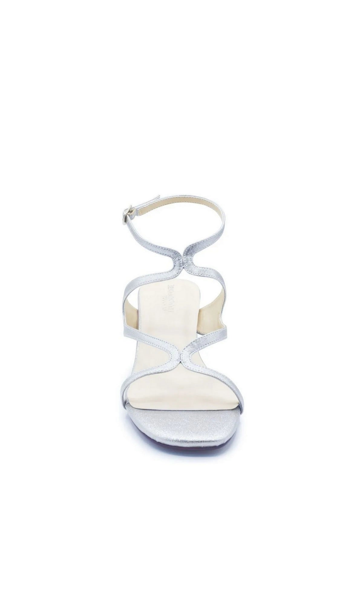 Cora Silver Block Heel Prom Shoes: Touch Ups 4722, silver open-toe strappy sandals with a block heel and an ankle strap.
