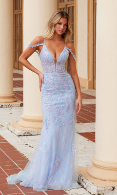 Long Floral-Lace Mermaid Prom Dress with Corset Pink/Blue / 10 Long Floral-Lace Mermaid Prom Dress with Corset Pink/Blue / 10