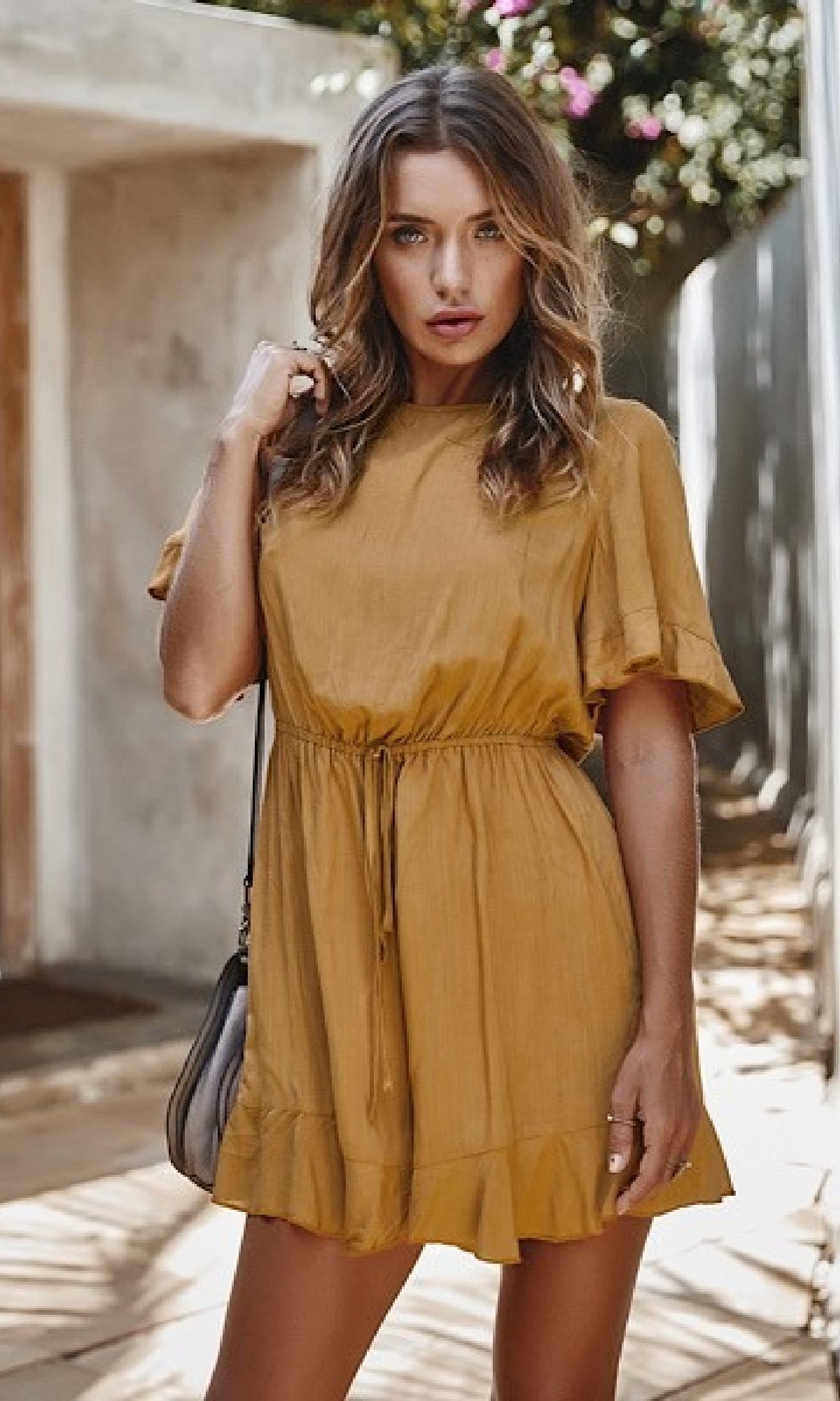 Short Sleeve Drawstring-Waist Casual Short Romper