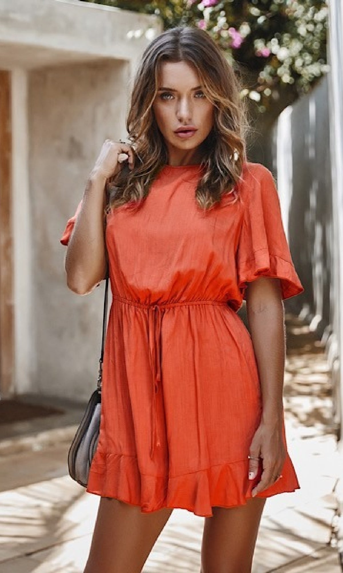 Short Sleeve Drawstring-Waist Casual Short Romper