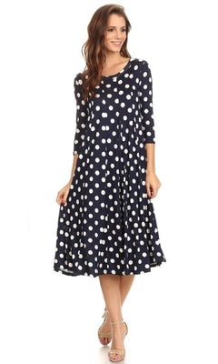 blue dress for baby girl Elegant A-Line Chiffon Midi Wedding Guest Dress main image 1