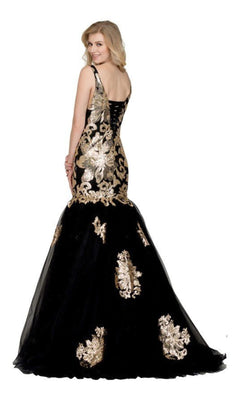 Sequin-Print Long Prom Dress with Mermaid Skirt Burgundy / Medium