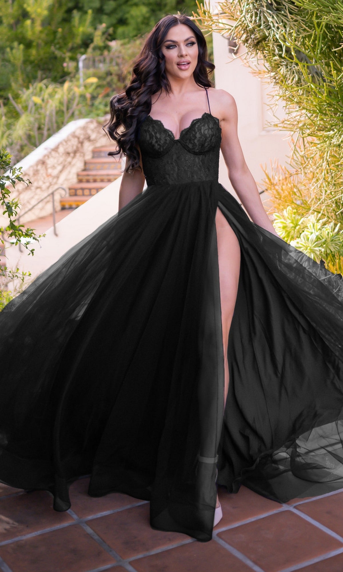 black prom dress girl fight Lace-Bodice Long A-Line with Lace-Up Back / Small Tulle Cheap Hoco Dresses line silhouette and comfortable material:sequin Top Size:XS