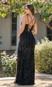 Corset-Back Long Sequin Prom Dress Dreamcatcher