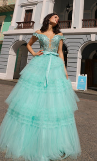 Nox Anabel Designer Ruffled Prom Ball Gown E1293