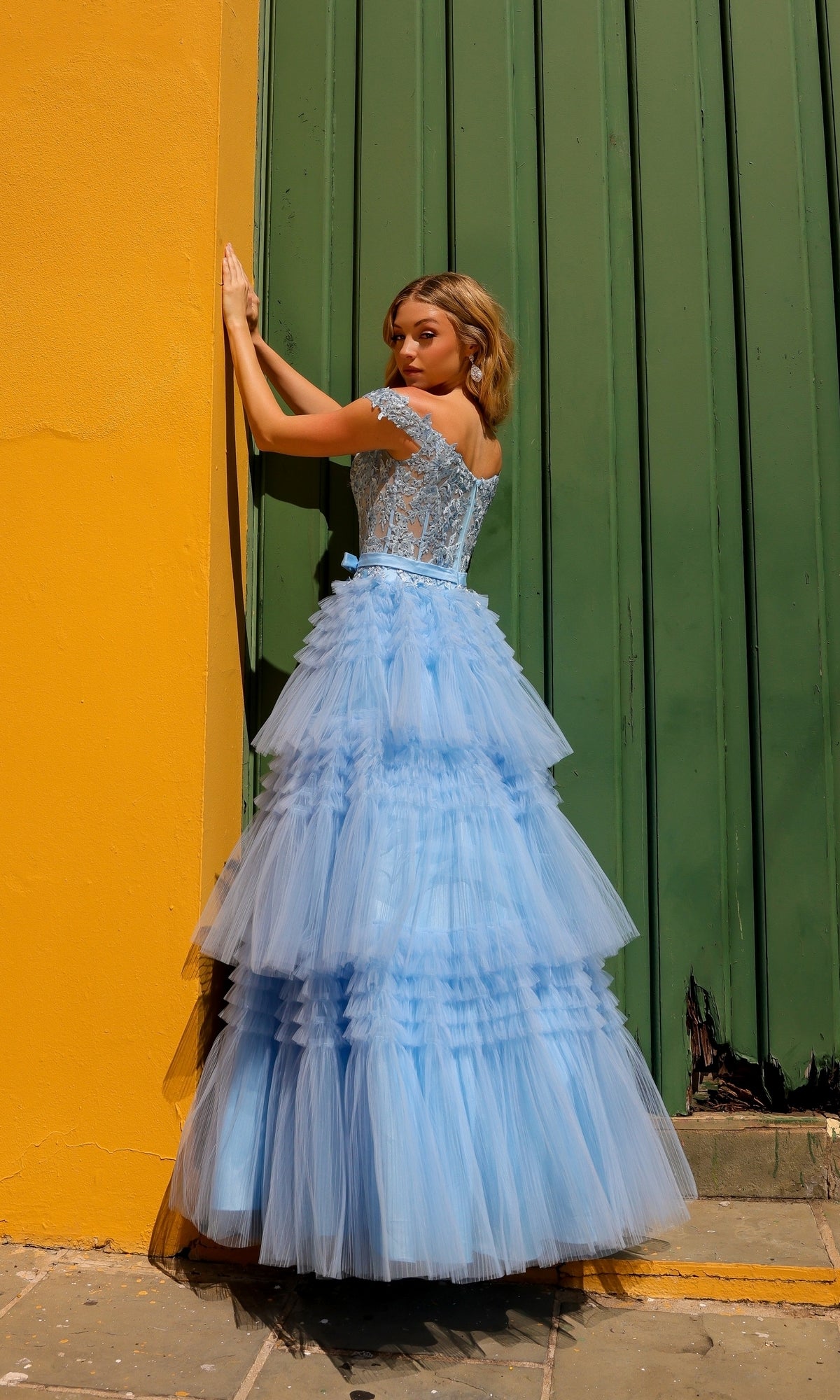 Nox Anabel Designer Ruffled Prom Ball Gown E1293