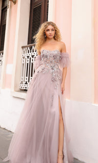 Mocha Strapless A-Line Prom Dress E1453