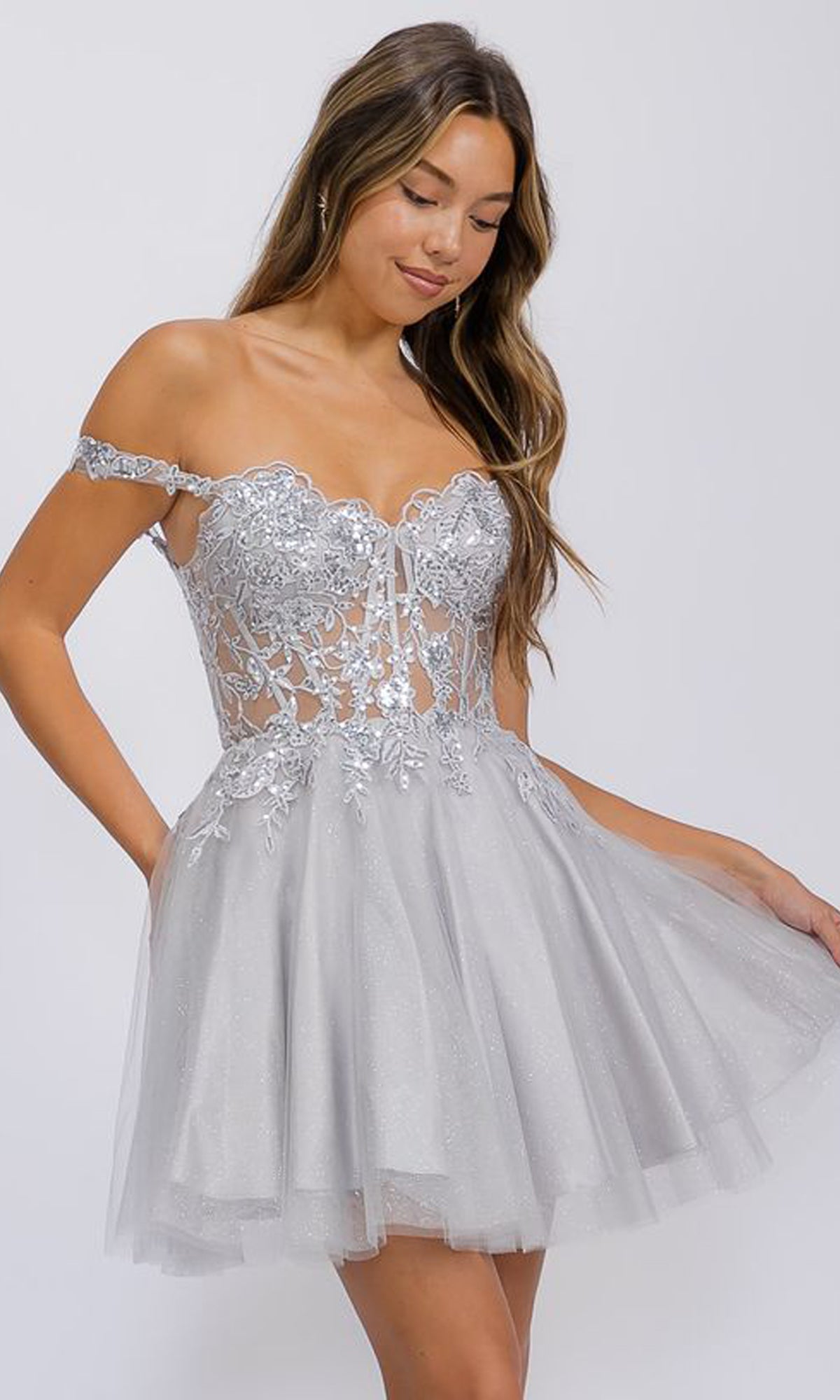 chinese dress ladies Sweetheart Neck Two Pieces Gray Lace Prom Dresses, 2 Pieces Gray Lace –  jbydress main image 1
