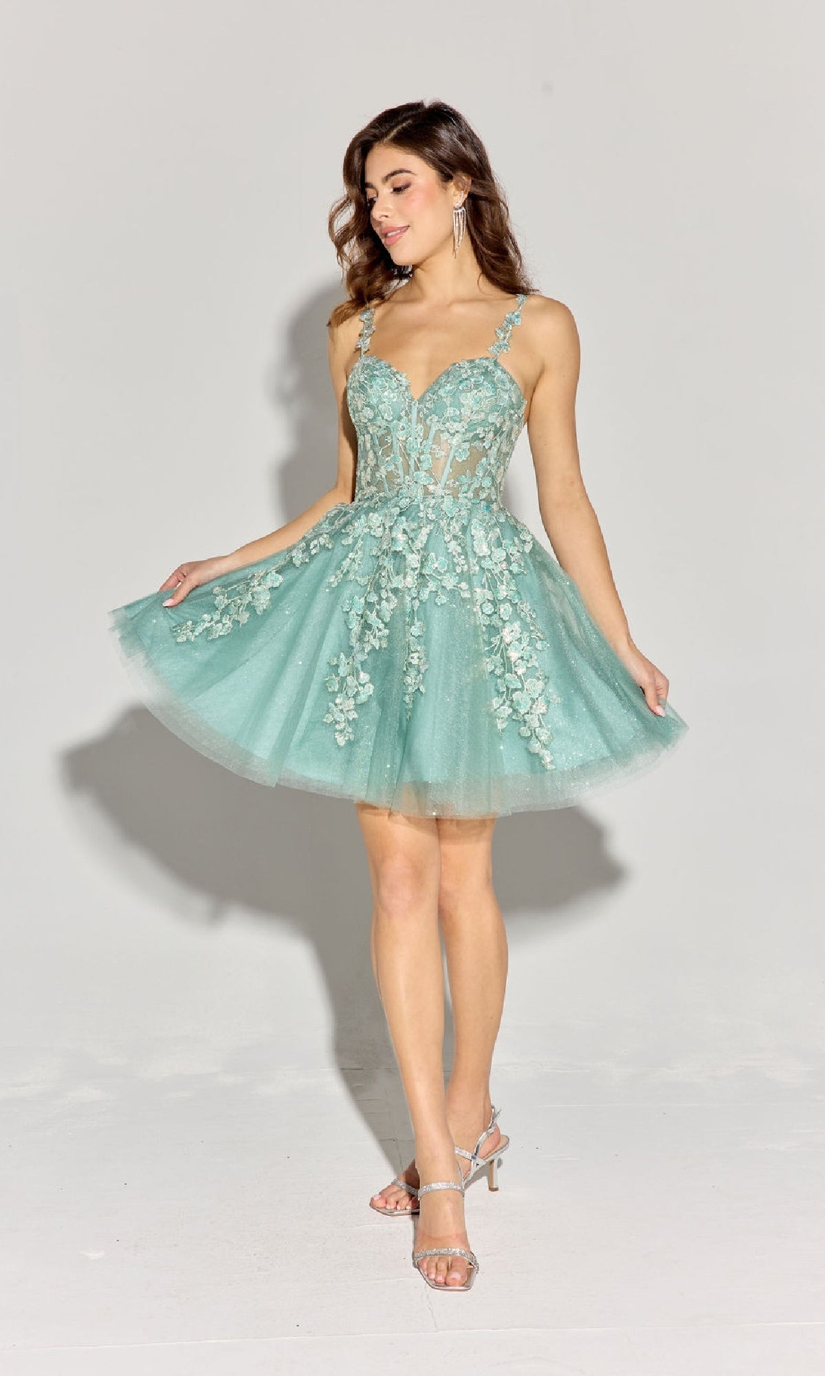 Short Fit-and-Flare Homecoming Dress with Sheer Corset Lilac / XSmall