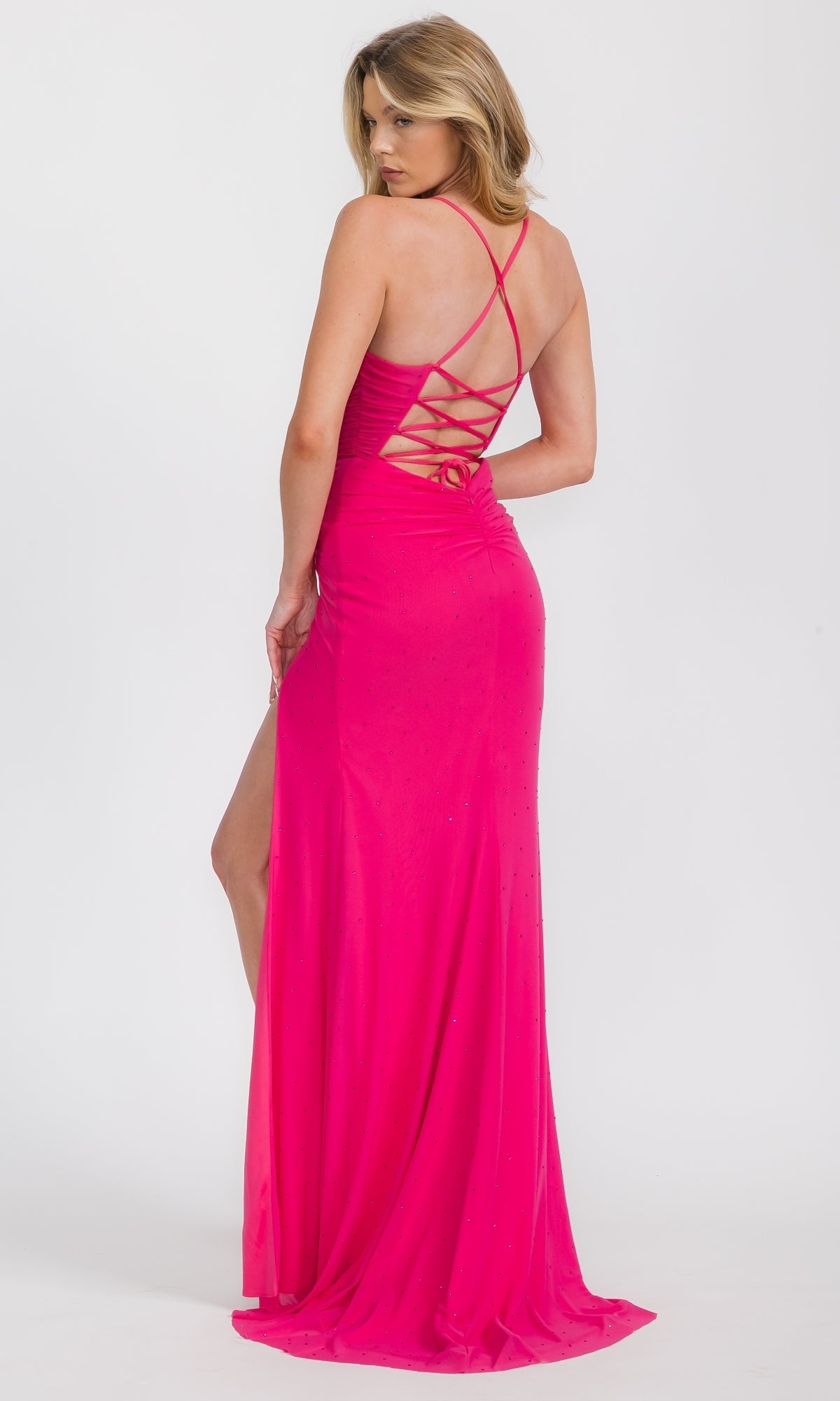 Lace-Up Long Neon Formal Dress: Eureka EK187B