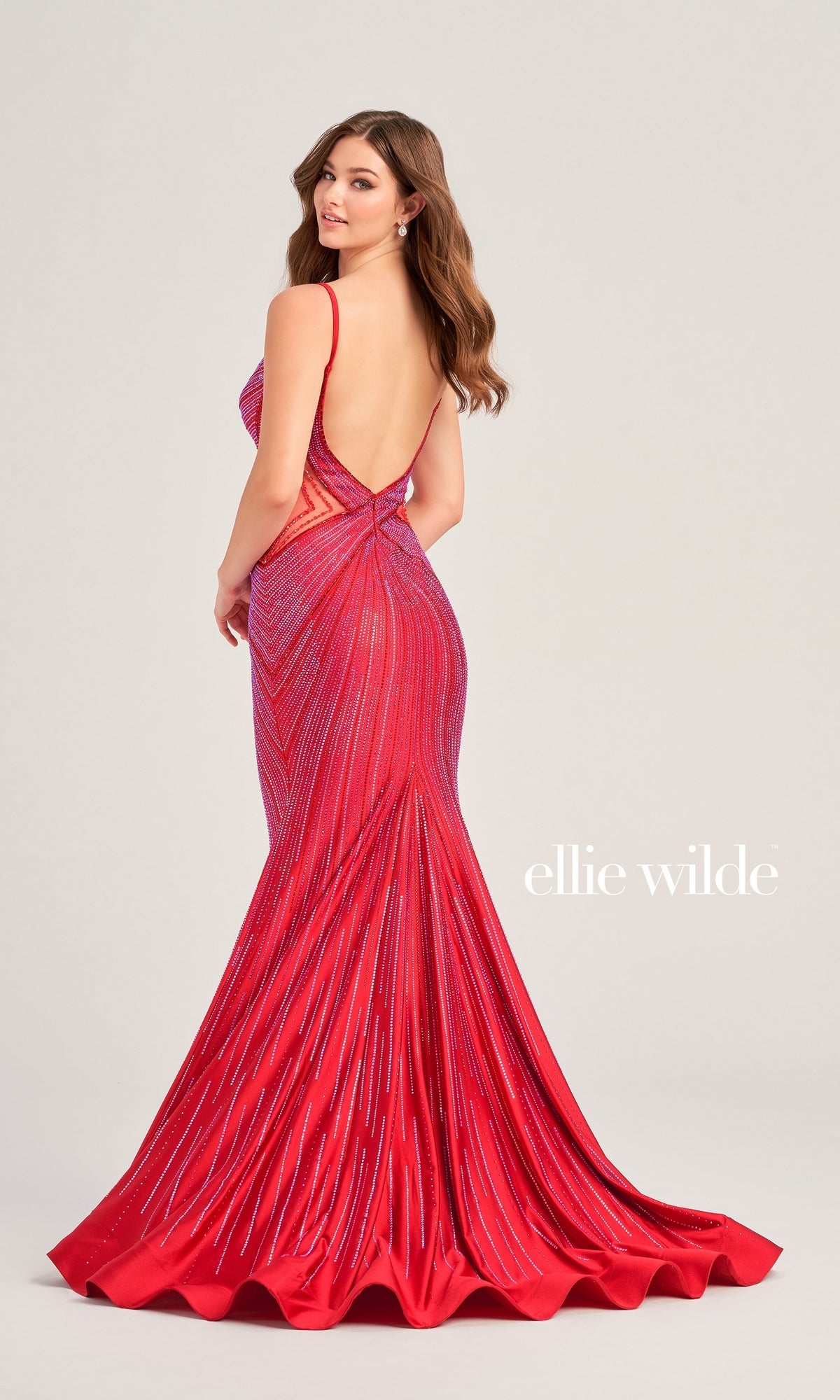 Sheer-Side Ellie Wilde Designer Prom Dress EW35001
