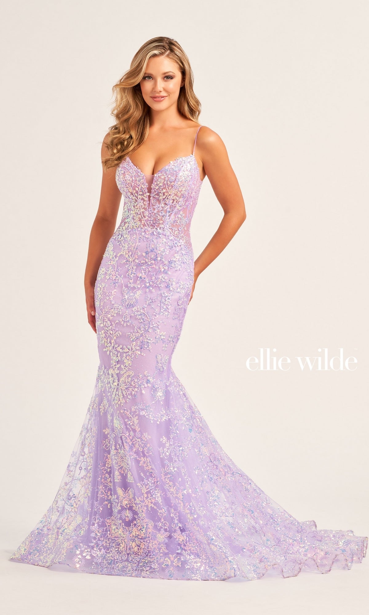 Ellie Wilde Designer Glitter Prom Dress EW35013