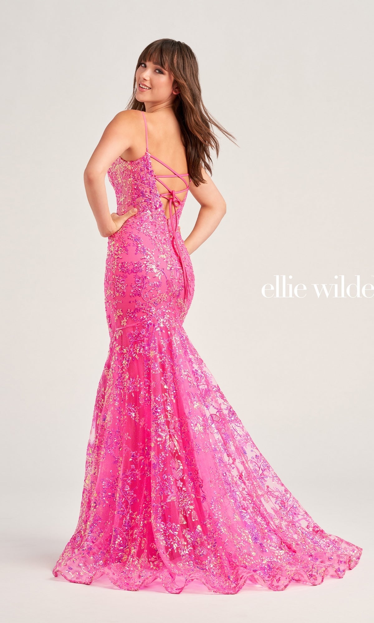 Ellie Wilde Designer Glitter Prom Dress EW35013