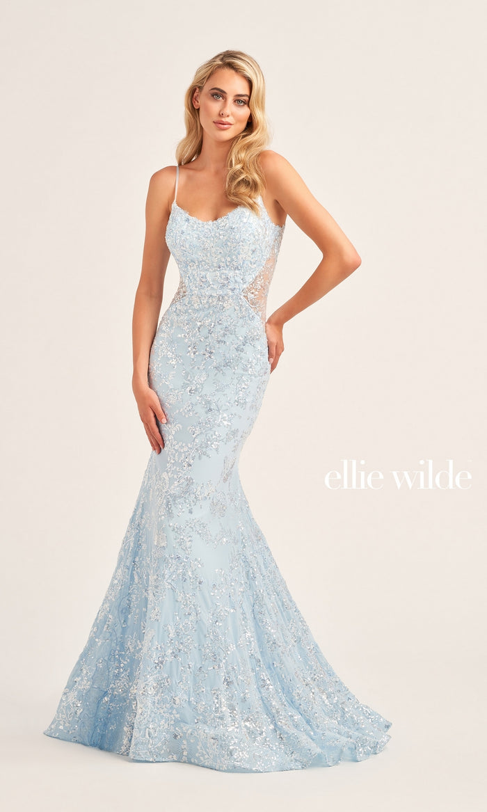 Ellie Wilde Long Sequin Mermaid Prom Dress EW35015