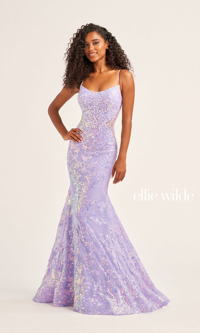 Ellie Wilde Long Sequin Mermaid Prom Dress EW35015