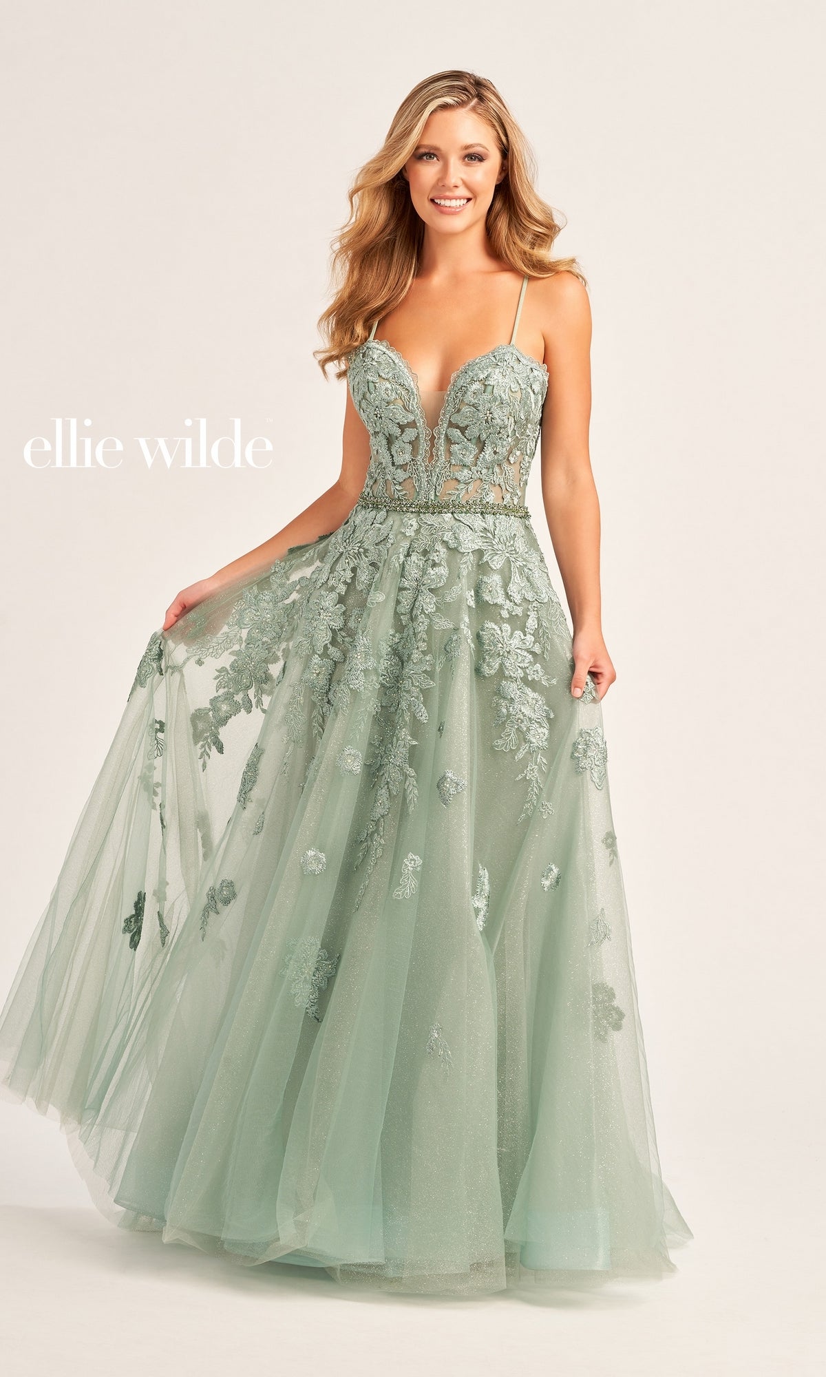 Glitter Ellie Wilde Long Prom Ball Gown EW35016