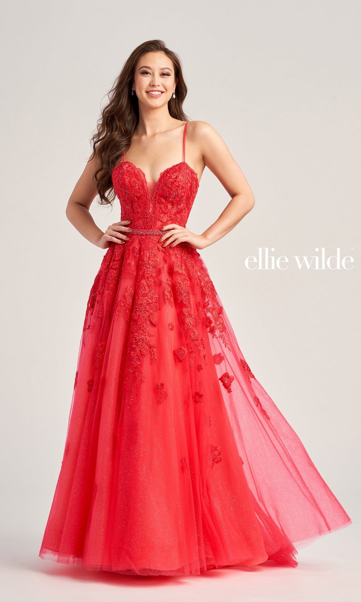 Glitter Ellie Wilde Long Prom Ball Gown EW35016