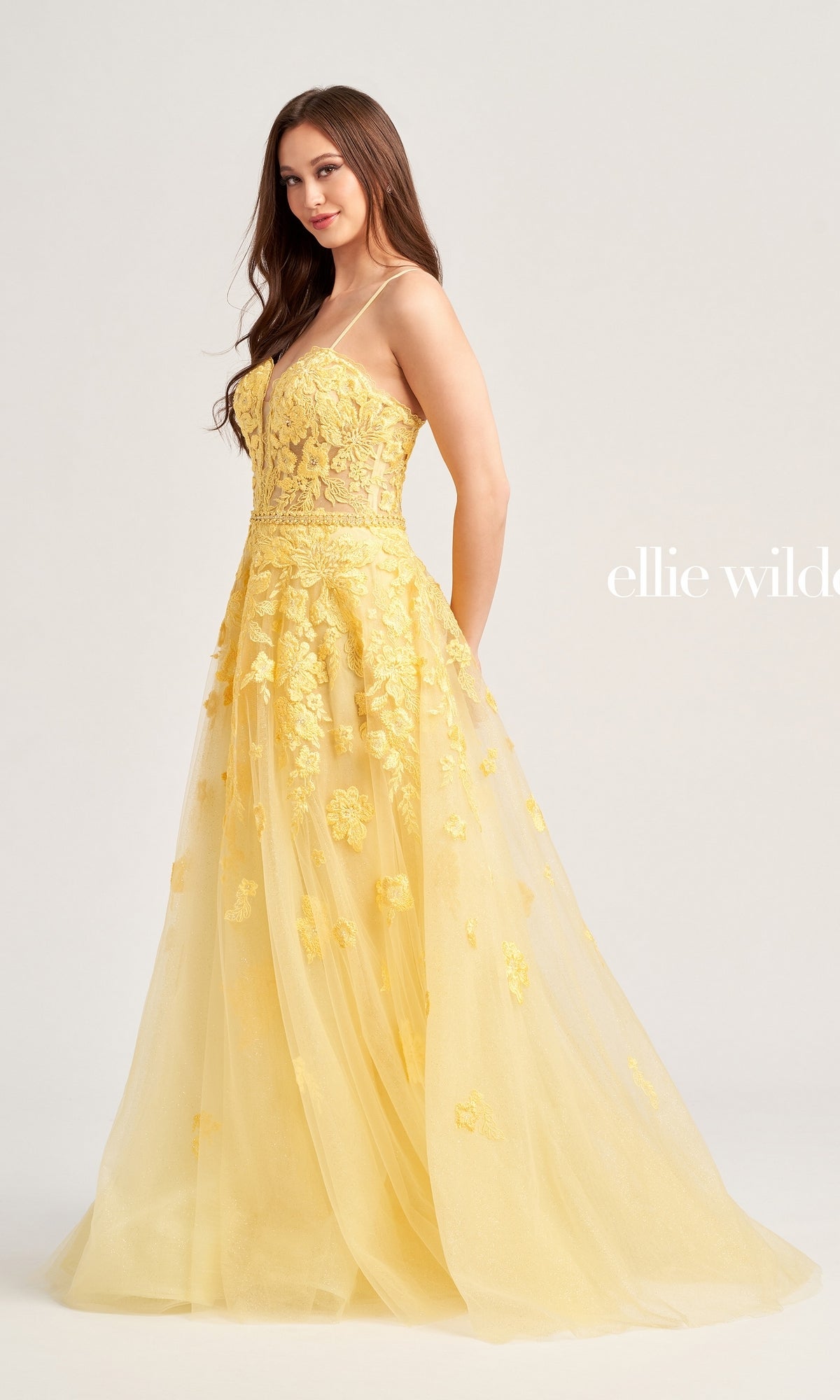 Glitter Ellie Wilde Long Prom Ball Gown EW35016